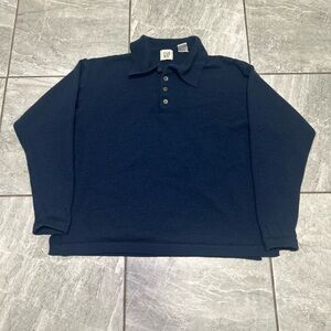 Vintage GAP Merino Wool Long Sleeve Polo Women’s Medium Navy Cropped